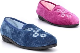 Generic Womens Carpet Slippers Size 8 Ladies Slip On Slipper Size 3 Ladies Carpet Slippers Womens Slip On Slipper Sizes 3-8 Heather/Blue 4 UK