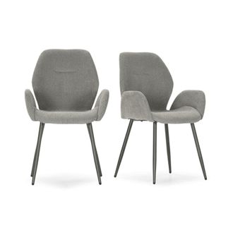 Calicosy Lote de 2 sillones tapizados con patas de metal H86 cm - Gris