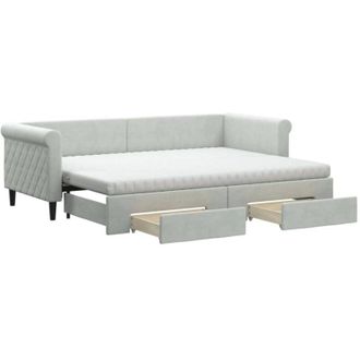 vidaXL Vidaxl - Sof&aacute; Cama Nido Con Cajones Terciopelo Gris Claro 80x200 Cm