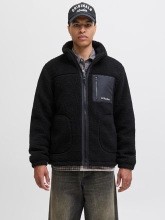 Jack & Jones Fleecejacke JACK & JONES JJESOHO TEDDY JACKET NOOS, Herren, Gr. XS, schwarz, Web, Fleece, Obermaterial: 100% Polyester, unifarben, regular fit h&uuml;ftlan