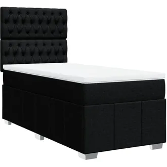 vidaXL Cama Box Spring Con Colch&oacute;n Tela Negro 100x200 Cm Vidaxl