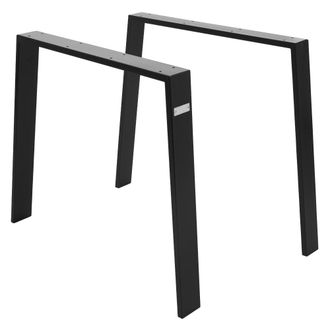 ML Design 2x patas de mesa industrial loft 90x72 cm en acero negro mate forma u