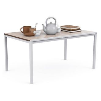 Dmora Mesa De Jard&iacute;n Arbarei, Base De Picnic, Mesa De Comedor De Jard&iacute;n, Banco Multiusos Para Exterior, 159x95 H75 Cm, Roble Y Blanco - Dmora