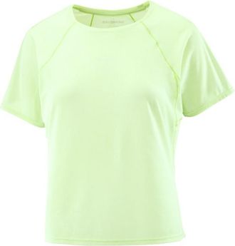 Salomon SHKout Air Cropp S/S Tee Laufshirt f&uuml;r Damen | gr&uuml;n