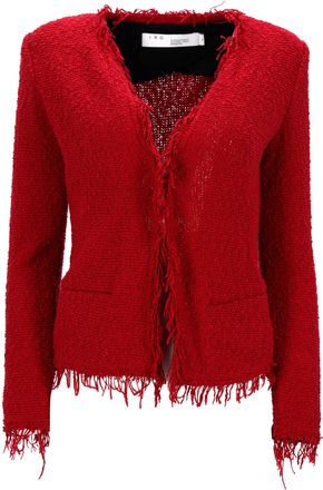 Iro Frayed Jacket in Red Cotton Tweed