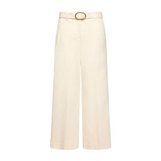 Marella Broeken, Dames, Beige, 2Xs, Katoen, Mlszanzara Wijde Broek