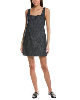 Kenneth Cole Twill Open Back Linen-Blend Shift Dress