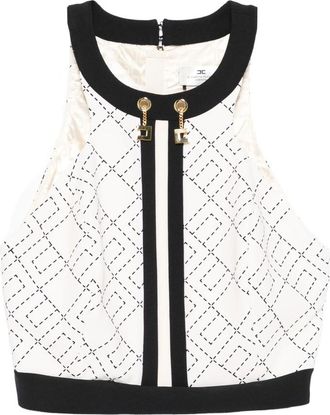 Elisabetta Franchi Monogram-pattern Halterneck Top