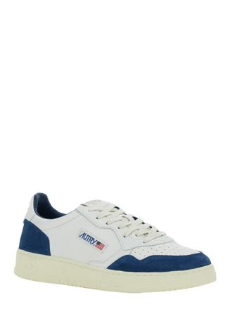 Autry Medalist Low White Low Top Sneakers With Side Logo Detail In Leather And Suede Man