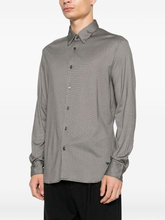 Emporio Armani Geometric-Pattern Cotton-Blend Shirt - grey