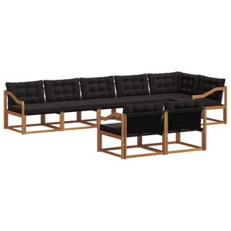vidaXL Conjunto De Sof&aacute;s De Exterior Con Coj&iacute;n 8 Pcs Natural Y Negro Vidaxl