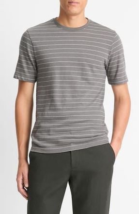 Vince Stripe Crewneck T-Shirt in Rain Cloud/Optic White at Nordstrom Rack, Size Xx-Large