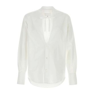 Maison Margiela Formal Shirts, male, White, Size: M V-Neck Poplin Shirt