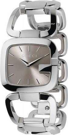 Gucci Womens YA125402 G Brown Dial 30mm Ladies Watch - Silver Stainless Steel - One Size