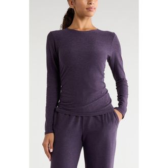 Zella Restore Soft Ruched T-Shirt in Purple Night Melange at Nordstrom, Size X-Small