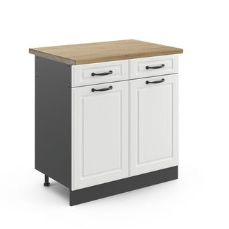 Vicco Mueble Bajo De Cocina R-line, Blanco Casa De Campo, 80 Cm, Et Roble