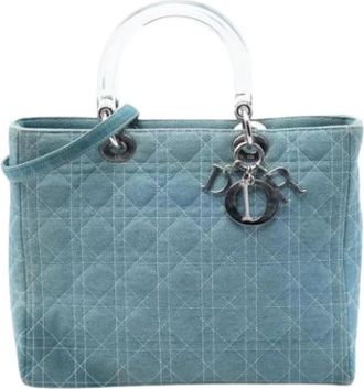 Dior Pre-owned Lady Satchel - Dames - Vintage Handtas - Blauw - ONE Size - Denim - Vintage