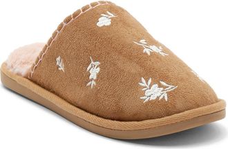 B&oslash;rn Floral Embroidered Scuff Slipper in Tan at Nordstrom Rack, Size Medium