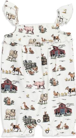 LOvedbaby Organic Cotton Bubble Romper in Farm Friends at Nordstrom, Size 18-24M