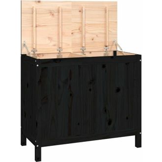 vidaXL Ba&uacute;l Para La Colada Madera Maciza De Pino Negro 88,5x44x76 Cm Vidaxl