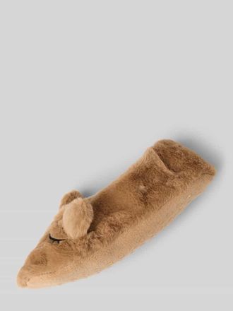 Capelli Hausschuhe mit rutschhemmender Sohle in Camel, Gr&ouml;&szlig;e M/L