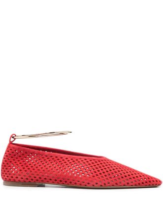 Jil Sander lattice ankle strap pumps - women - Calf Leather/Calf Leather/Calf Leather - 38.5 - Red