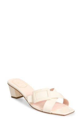 Roger Vivier Belle Vivier Crisscross Strap Block Heel Sandal in Cire at Nordstrom, Size 11.5Us