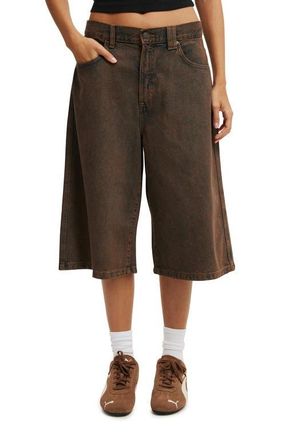Cotton On Womens 91 Baggy Denim Jort in Shadow Brown at Nordstrom, Size 4