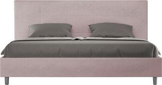 ITYhome Letto Matrimoniale King Size Rivestito In Microfibra - Mika - Colore: Glicine - Tipologia Letto: Senza Rete - Dimensione Rete: 180x200