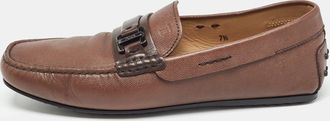 Tod's Tods Brown Leather Buckle Detail Slip On Loafers