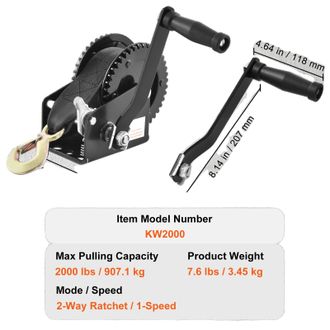 OEM Cabrestante Manual, Capacidad De 3500 Lb, Mango Ergon&oacute;mico, 2000 Lb