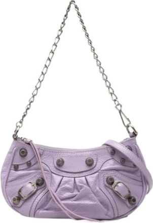 Balenciaga Pre-owned Vintage Schoudertas - Dames - Vintage Schoudertas - Paars - ONE Size - Leer - Vintage