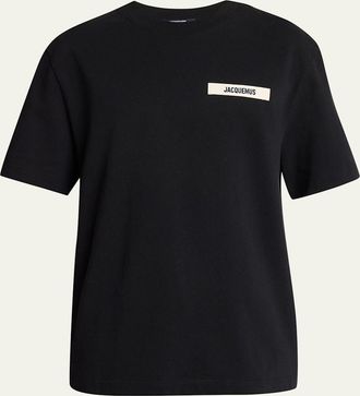 Jacquemus Mens Grosgrain Logo Crewneck T-Shirt
