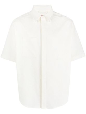 424 textured-finish short-sleeve shirt - White