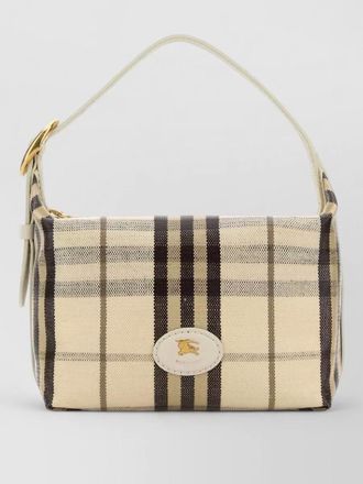 Burberry canvas shoulder bag check pattern hardware