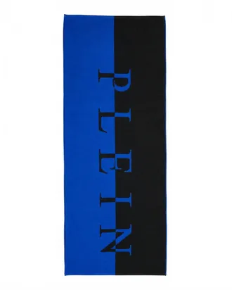 Philipp Plein Mens Acrylic Woold Logo Scarf In Blue/black