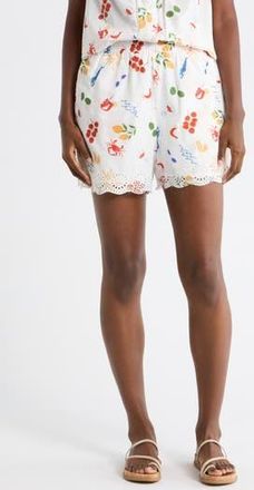 C&C California Embroidered Cotton Shorts in Sugar Swizzle Conversational at Nordstrom Rack, Size X-Large