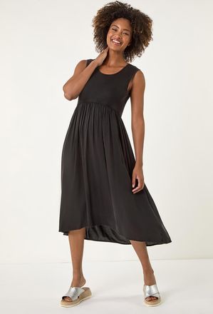 Roman Ribbed Stretch Midi Dress