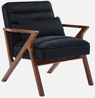 Sweeek Sweeek - Poltrona scandinava in legno di hevea e velluto