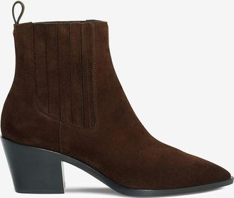 Santoni Stiefeletten mit Absatz und spitzer Kappe aus Wildleder