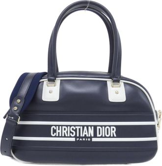 Dior Blue Leather Boston Bag (Pre-Owned)