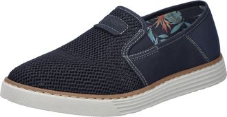 Rieker Slipper RIEKER, Herren, Gr. 40, blau (dunkelblau), Lederimitat, Textil, Schuhe Slipper, Espadrilles, Sommerschuh mit kontrastfarbenen Ziern&auml;hten
