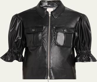 Cinq &agrave; Sept Holly Cropped Vegan Leather Jacket
