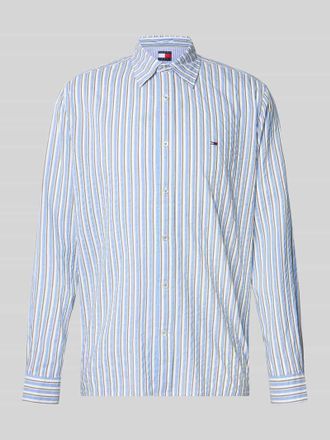 Tommy Jeans Relaxed Fit Freizeithemd aus Baumwoll-Modal-Mix in Blau, Gr&ouml;&szlig;e XXL