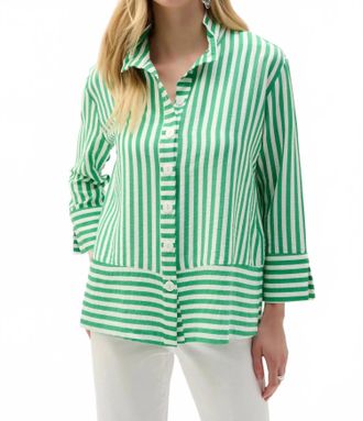 Joseph Ribkoff Striped Button Down Jacket In Green Vanilla
