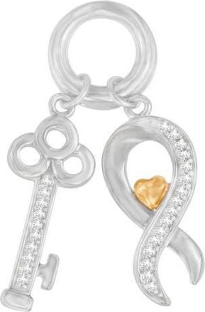 House of Brilliance Two Tone Silver 1/6 cttw Diamond Symbol Key Pendant Necklace in Yellow at Nordstrom