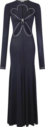 Paco Rabanne Zwarte Bloemen Cut-Out Jurk - Dames - Maxi kleedjes - Zwart - S - Kleedjes