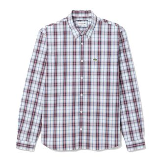 Lacoste Regular Fit Poplin Schots Ruitpatroon Overhemd - Heren - Casual Overhemden - Rood - 4XL - Katoen - Overhemden