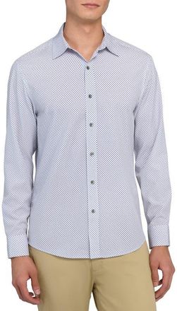 W.R.K Slim Fit Geometric Print Performance Button-Up Shirt in White at Nordstrom, Size Xx-Large