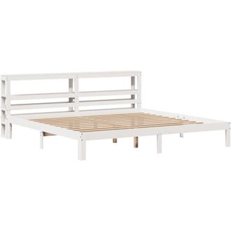vidaXL Vidaxl - Estructura De Cama Con Cabecero Sin Colch&oacute;n Blanco 180x200 Cm